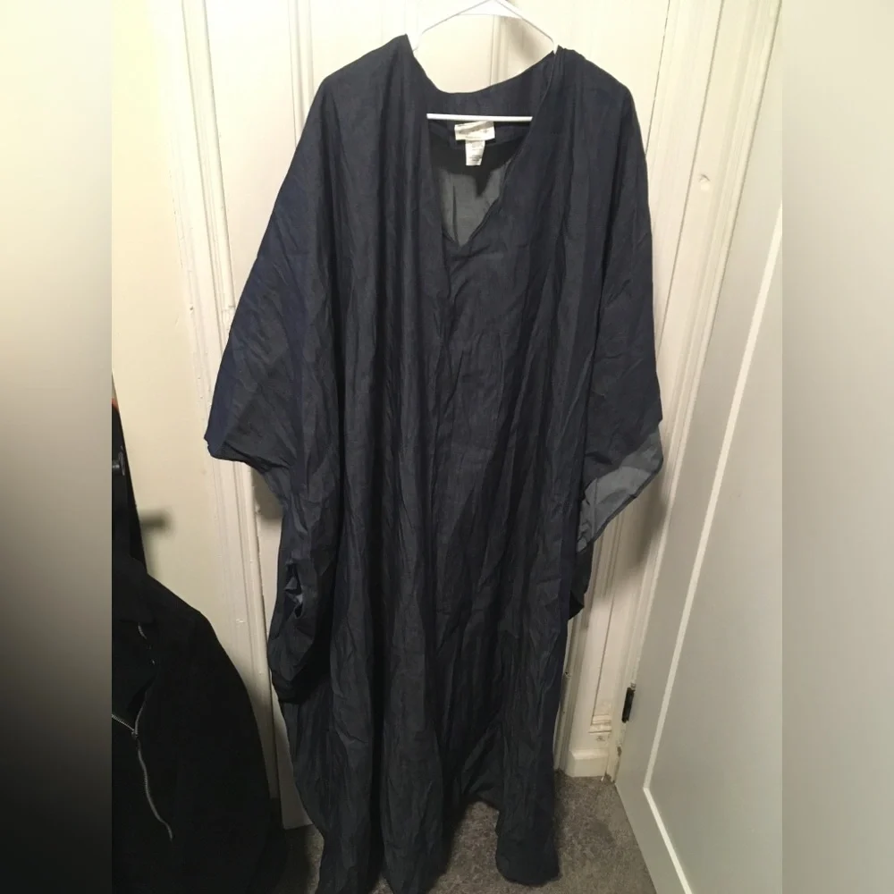 Navy Blue Kaftan Denim Dress - Picture 1 of 2